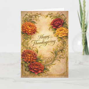 Cartes Pour Fêtes Annuelles Conception de défilement floral de Thanksgiving vi