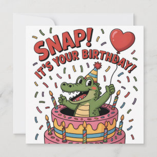 Cartes Pour Fêtes Annuelles Conception de gâteau d'anniversaire de l'alligator