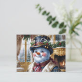 Cartes Pour Fêtes Annuelles Conception de Noël de Snowman victorien (Debout devant)