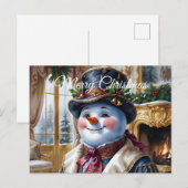 Cartes Pour Fêtes Annuelles Conception de Noël de Snowman victorien (Devant / Derrière)