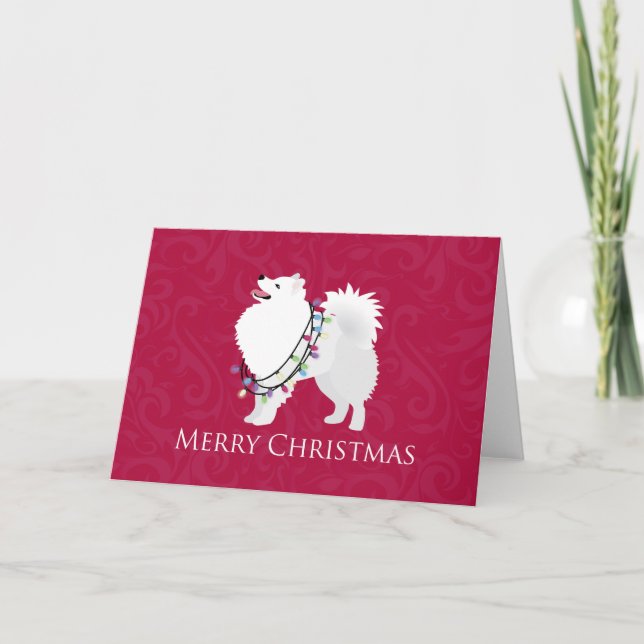 Cartes Pour Fêtes Annuelles Conception de Noël pour un chien Eskimo américain (Devant)