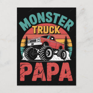 Cartes Pour Fêtes Annuelles Conception de papa de camion monstre rétro au couc