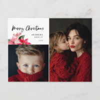 Conception de poinsettia de Noël à l'aquarelle