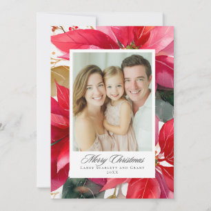 Cartes Pour Fêtes Annuelles Conception de poinsettia de Noël à l'aquarelle