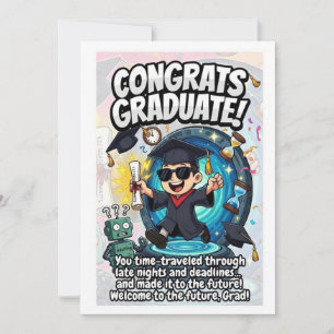 Cartes Pour Fêtes Annuelles Conception de remise de diplômes futuriste avec vo