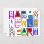 Cartes Pour Fêtes Annuelles Conception de texte "Bonne année" (Devant / Derrière)