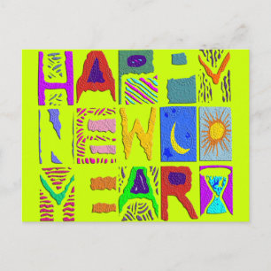 Cartes Pour Fêtes Annuelles Conception de texte "Bonne Année"