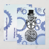 Cartes Pour Fêtes Annuelles Conception de vacances de l'engrenage de bonhomme (Devant / Derrière)