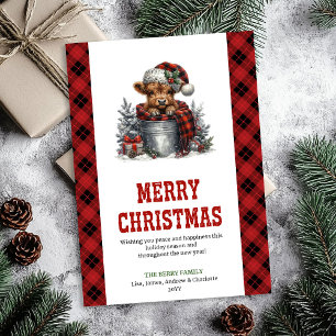 Cartes Pour Fêtes Annuelles Conception de vœux de Noël de vache des Highlands