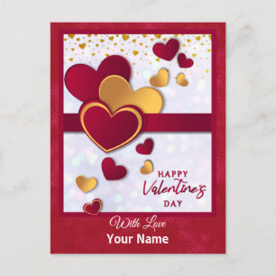 Cartes Pour Fêtes Annuelles Conception élégante de coeurs rouges et dorés pour