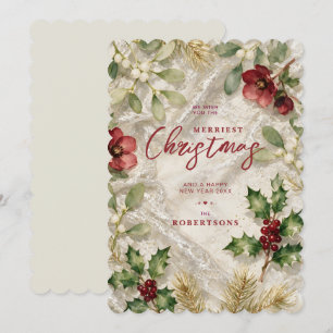 Cartes Pour Fêtes Annuelles Conception florale de Noël en dentelle vintage TMF