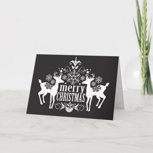 Cartes Pour Fêtes Annuelles Conception noire et blanche de Noël (Devant)