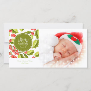 Cartes Pour Fêtes Annuelles Conception traditionnelle de houx Joyeux Noël Phot