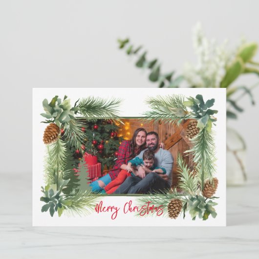 Cartes Pour Fêtes Annuelles Cône de pin 1-photo 5x7Plat (Debout devant)