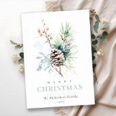 Cartes Pour Fêtes Annuelles Cône de pin aquarelle baies d'hiver Noël