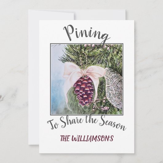 Cartes Pour Fêtes Annuelles Cône de pin et ruban avec photo (Devant)