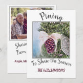 Cartes Pour Fêtes Annuelles Cône de pin et ruban avec photo (Devant / Derrière)