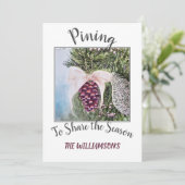 Cartes Pour Fêtes Annuelles Cône de pin et ruban avec photo (Debout devant)