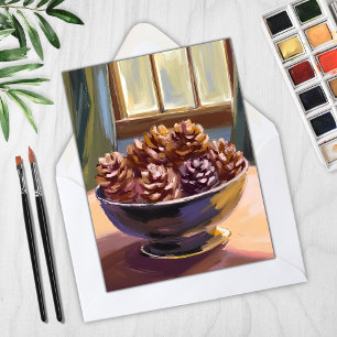 Cartes Pour Fêtes Annuelles Cônes de pin automne aquarelle