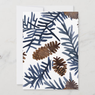 Cartes Pour Fêtes Annuelles Cônes de pin & Branches   Peinture d'hiver à l'aqu
