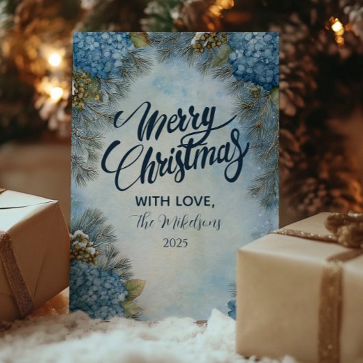 Cartes Pour Fêtes Annuelles Cones de pin de Noël Hydrangea