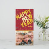 Cartes Pour Fêtes Annuelles Confeti Gold Celebration Nouvelle année (Debout devant)