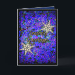 Cartes Pour Fêtes Annuelles Confetti<br><div class="desc">Souhaitez à vos amis,  famille,  voisins et associés d'affaires "Salutations chaleureuses pour les vacances les plus froides" avec IconDoC'est le dernier design moderne original des flocons de neige chinois contre une explosion de blues,  violet & aqua confetti. Le texte intérieur est personnalisable.</div>