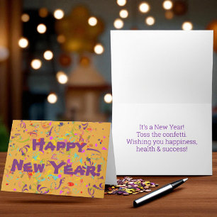 Cartes Pour Fêtes Annuelles Confettis Colorés Personnalisés Célébration Fête