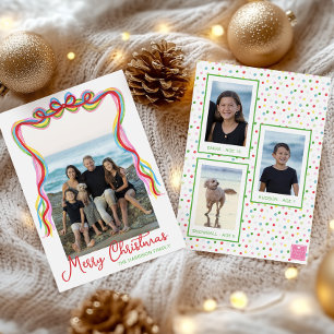 Cartes Pour Fêtes Annuelles Confettis de Noël Photo couleur aquarelle