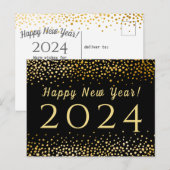 Cartes Pour Fêtes Annuelles Confettis dorés Faux Bonne Année 2019 (Devant / Derrière)