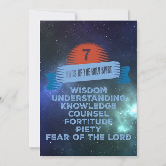 Cartes Pour Fêtes Annuelles Confirmation 7 Dons de l'Esprit Saint (Devant)