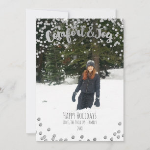 Cartes Pour Fêtes Annuelles Confort et joie Silver Holiday Photo de Noël