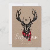 Cartes Pour Fêtes Annuelles Confortable & Chaud | Monogramme Rennes à carreaux (Devant)