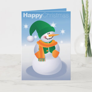 Cartes Pour Fêtes Annuelles Confortablement bonhomme de neige