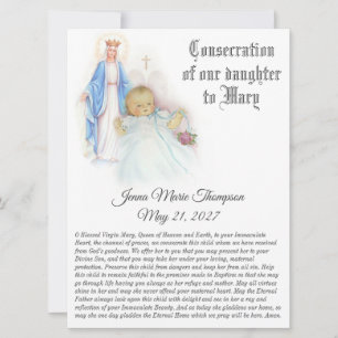 Cartes Pour Fêtes Annuelles Consécration de notre bébé fils Vierge Marie