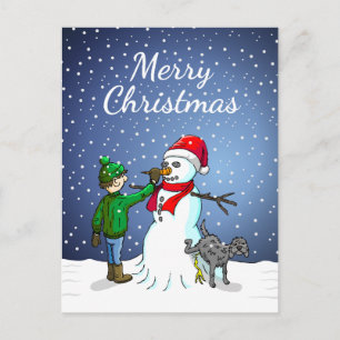 Cartes Pour Fêtes Annuelles Construction de bonhomme de neige