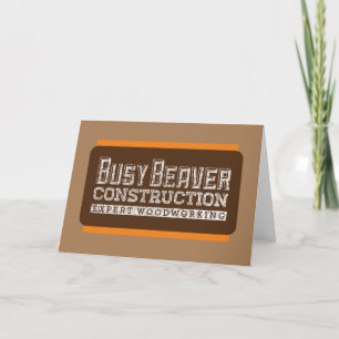 Cartes Pour Fêtes Annuelles Construction de castors blanc Gfx Brown Orange