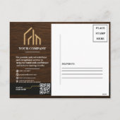 Cartes Pour Fêtes Annuelles Construction de code QR à grain de bois moderne (Dos)