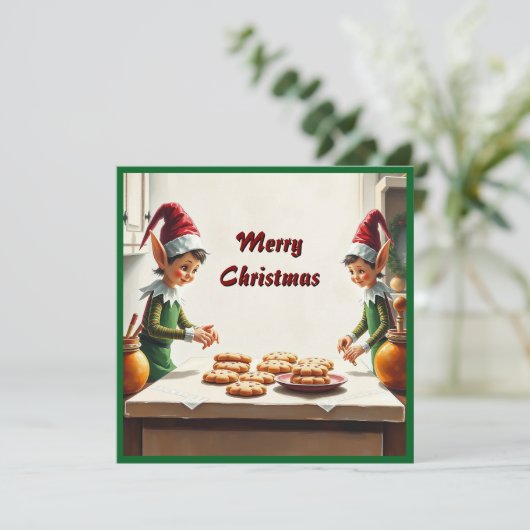 Cartes Pour Fêtes Annuelles Contemporain Festif Whimsical Gnomes de Noël (Debout devant)