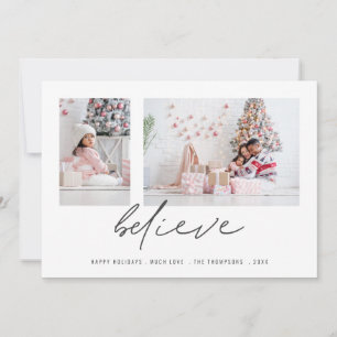 Cartes Pour Fêtes Annuelles Contemporary Believe 2 Photos Script Christmas