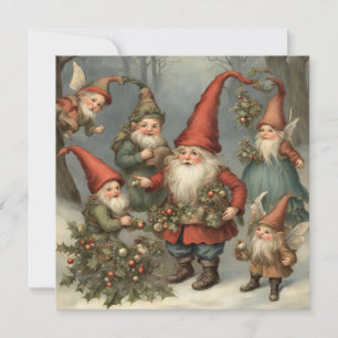 Cartes Pour Fêtes Annuelles Contes de fées de Noël Gnomes dans la forêt