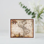 Cartes Pour Fêtes Annuelles Continent of America Old Map (Debout devant)