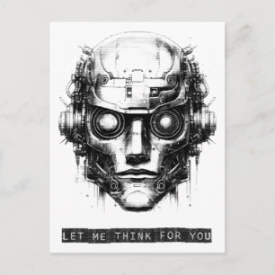 Cartes Pour Fêtes Annuelles Contrôle de l'esprit Cyberpunk Robot Black Print