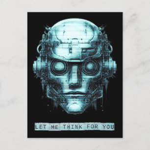 Cartes Pour Fêtes Annuelles Contrôle de l'esprit Cyberpunk Robot Blue Grunge