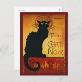 Cartes Pour Fêtes Annuelles Conversation Noir - Chat noir (Devant / Derrière)