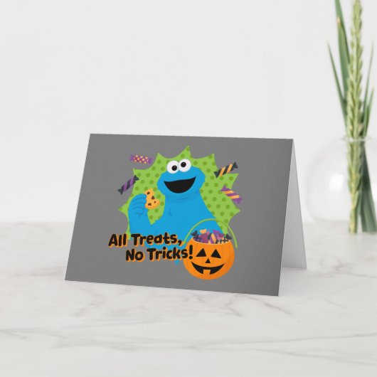 Cartes Pour Fêtes Annuelles Cookie Monster | Tous les friandises, pas de tours (Devant)