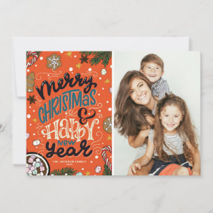 Cartes Pour Fêtes Annuelles Cookies de Noël et Chocolat Chaud Orange Festif