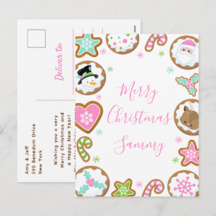 Cartes Pour Fêtes Annuelles Cookies de Noël Rose et Vert Joyeux Noël