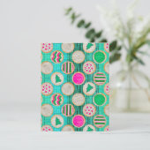 Cartes Pour Fêtes Annuelles Cookies de sucre peint à la main sur Turquoise lum (Debout devant)