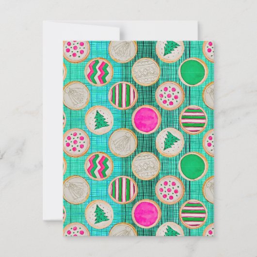 Cartes Pour Fêtes Annuelles Cookies de sucre peint à la main sur Turquoise lum (Devant)